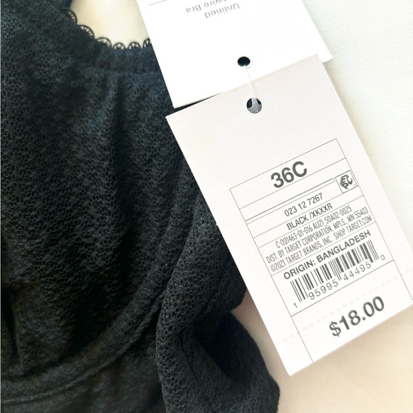 🌲 Auden Unlined Mesh Scallop Lace Trim Black For Love & Lemons Inspo 36C NWT - Picture 5 of 5